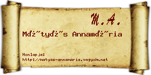 Mátyás Annamária névjegykártya